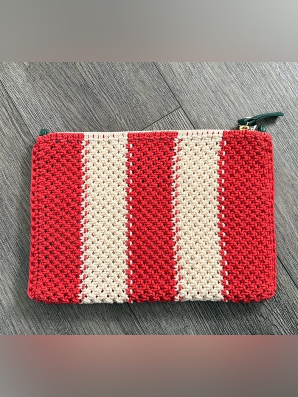 Clare V Ciao Crochet Clutch Cream Poppy Stripe NWT Sold Out - Picture 7 of 10